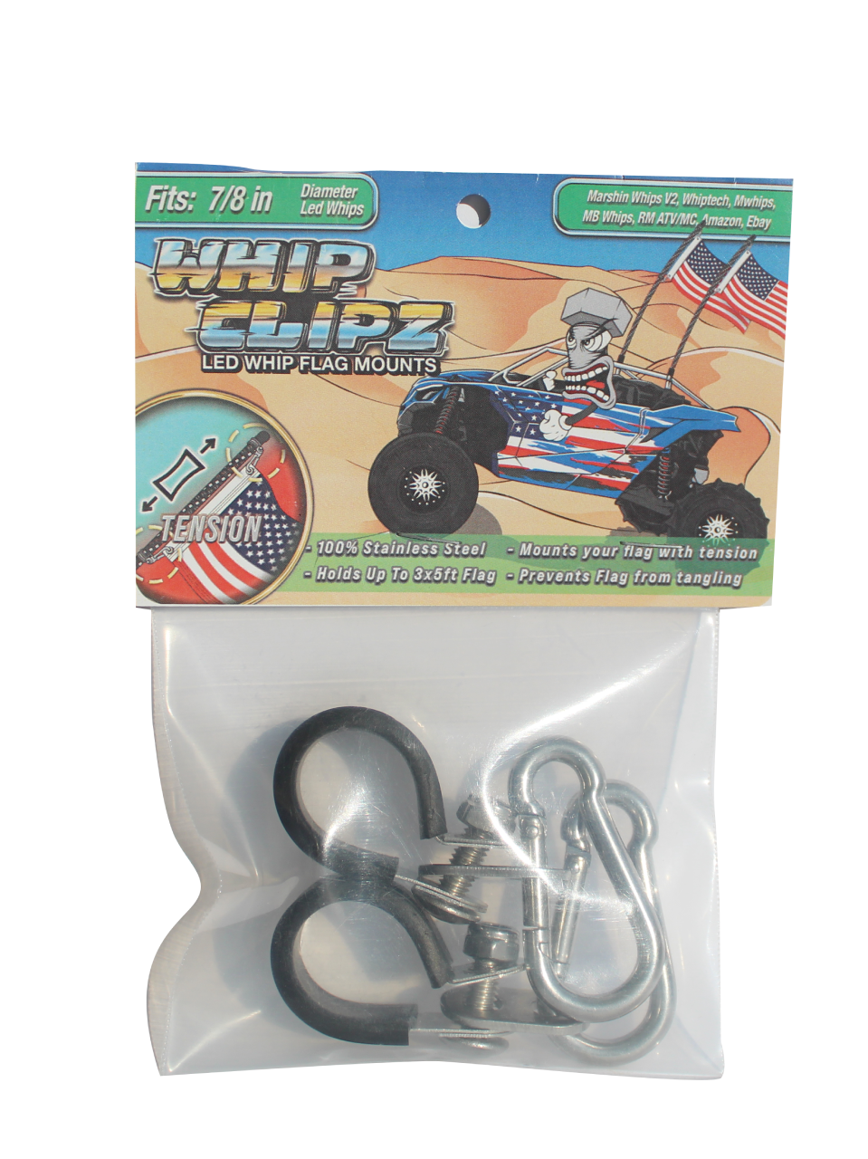 7/8in Whip Clipz (Marshin Whips V2, WhipTech, MWhips, MB Whips, RM ATV, Amazon, eBay)