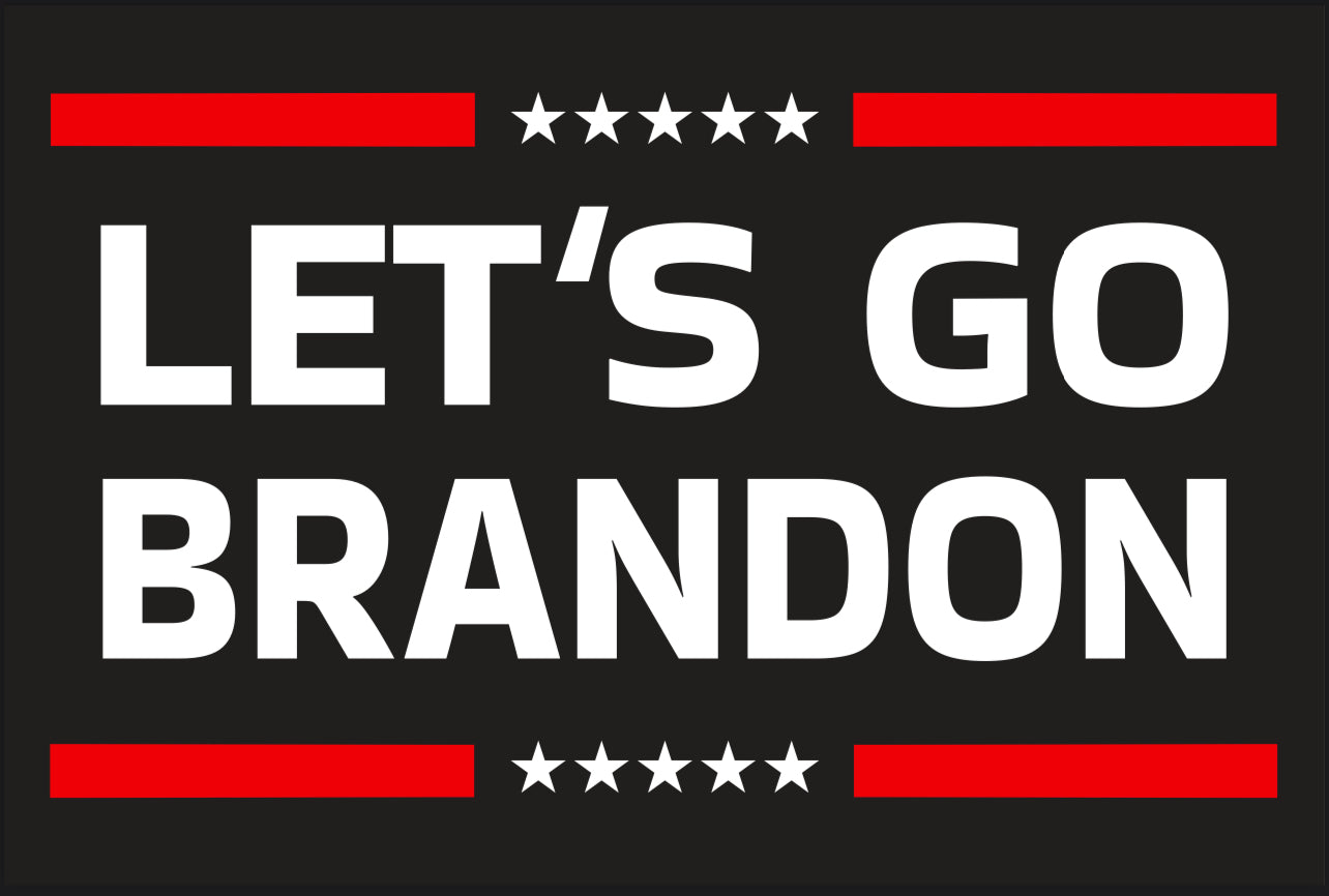 LET'S GO BRANDON BLACK FLAG 12"x18" Double Sided Grommet Flag