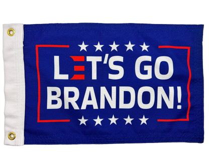 LETS GO BRANDON BLUE FLAG 12"x18" Double Sided Grommet Flag