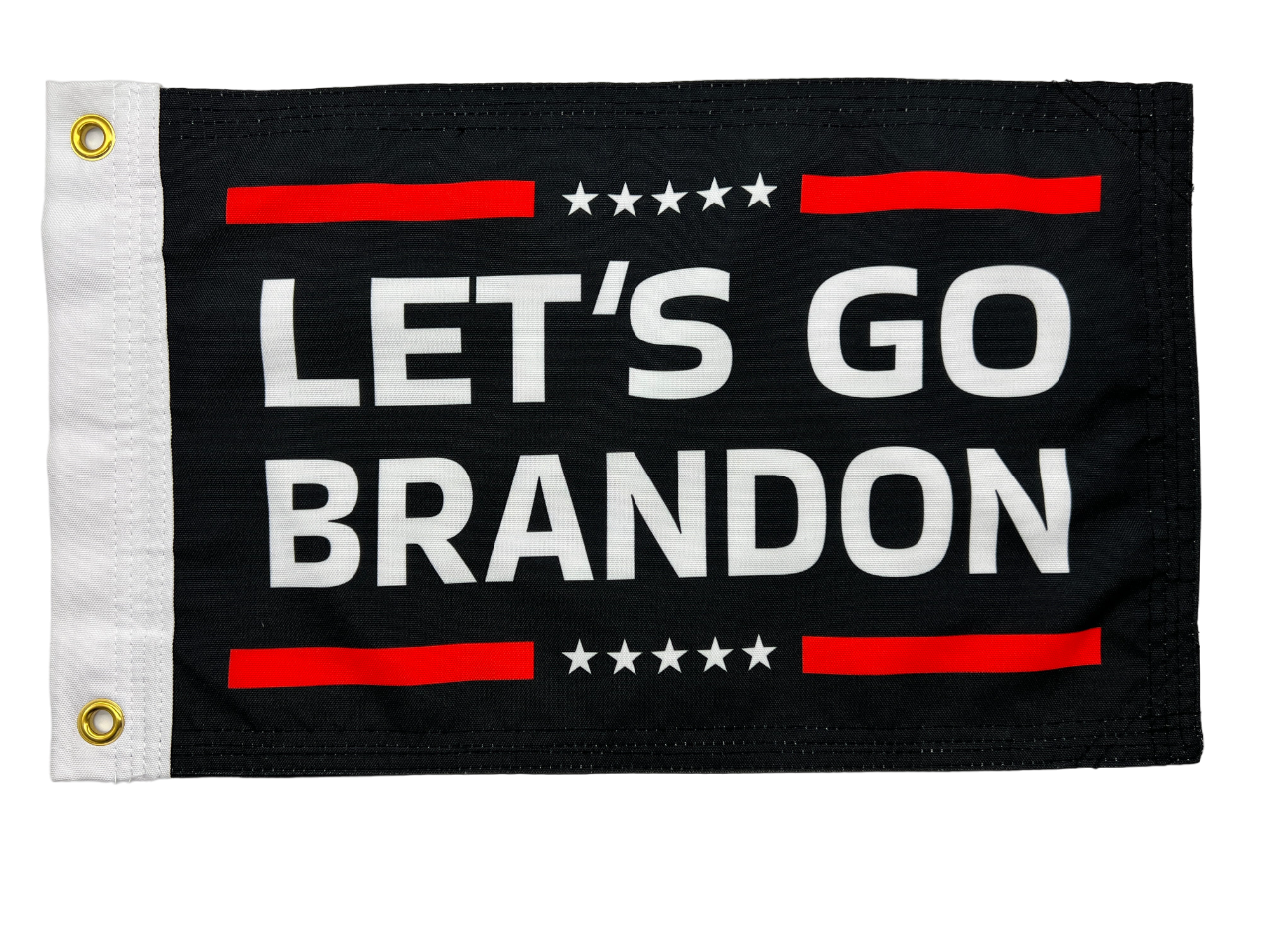 LET'S GO BRANDON BLACK FLAG 12"x18" Double Sided Grommet Flag