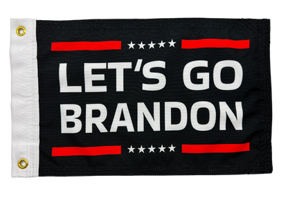 LET'S GO BRANDON BLACK FLAG 12"x18" Double Sided Grommet Flag