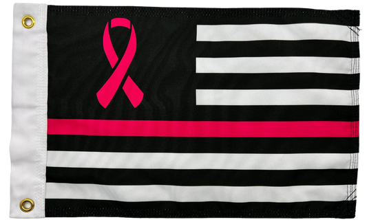 Pink Ribbon FLAG 12"x18" Double Sided Grommet Flag