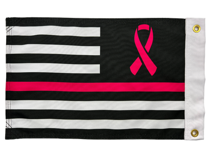 Pink Ribbon FLAG 12"x18" Double Sided Grommet Flag